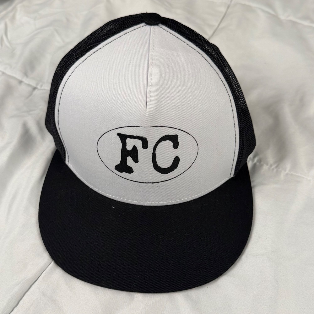 Trucker Hat FC OS Black White Graphic‎ Snapback Mesh Cap